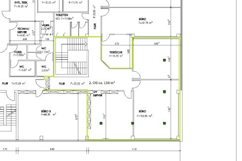 Auschnitt Bürofläche 138 m² im 2. OG