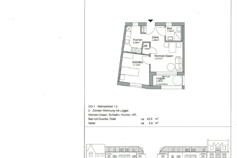 1.Obergeschoss 42,90 m²