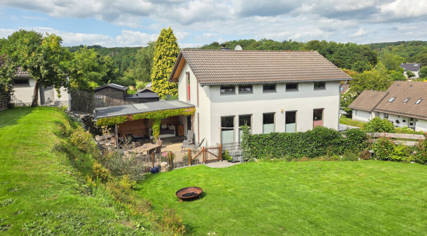 Blick vom Garten zum Haus