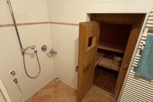 Eingang Sauna mit Dusche