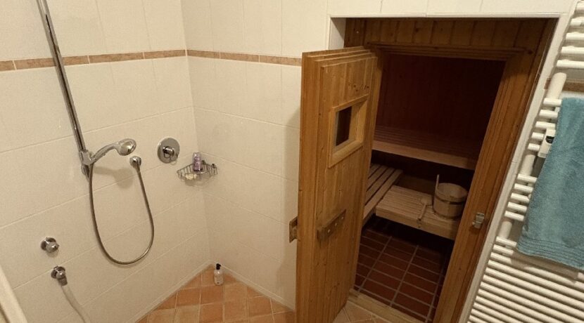 Eingang Sauna mit Dusche