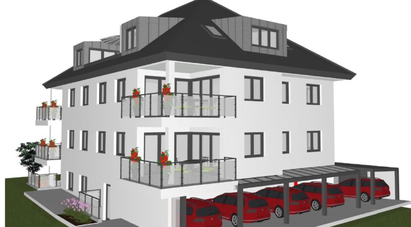 Straßenasicht mit Garagen