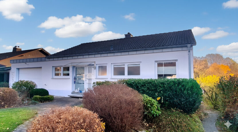 Frontansicht Haus, auf der linken Seite des Grundstücks Parkplatz für Gewerberäume möglich