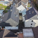 Seitenansicht der Gebäude