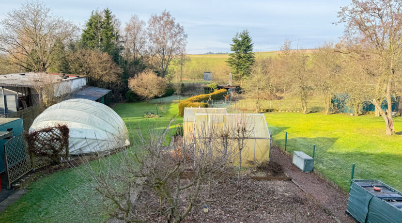 Gartenansicht mit Pool unter der Kuppel