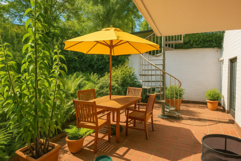 Terrasse Gartengeschoss KI bearbeitet