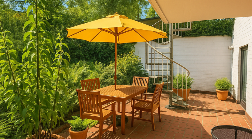 Terrasse Gartengeschoss KI bearbeitet