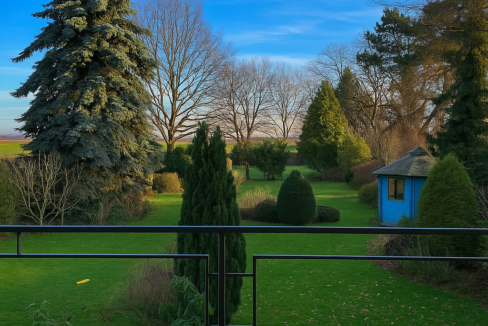 Blick in den Garten KI bearbeitet