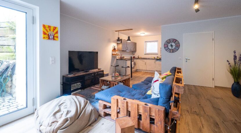 Einliegerwohnung - Wohn-/Schlafbereich mit Terrasse und offener Küche